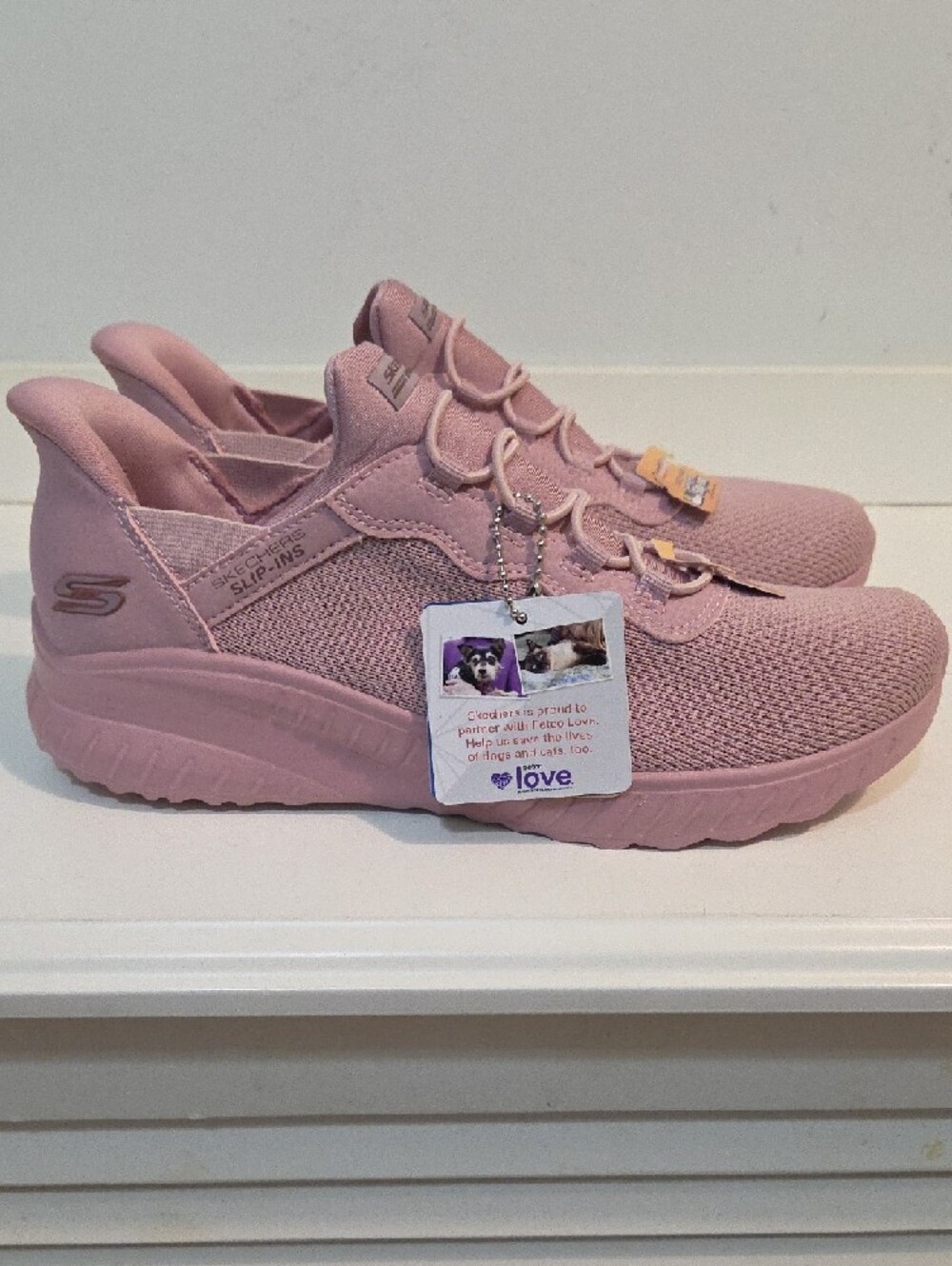 Skechers Light Pink Knit Slip-On Sneakers NWT Size 7 - Picture 2 of 5